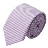 Seersucker Striped Slim Tie - Lavender