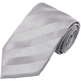 Solid Tonal Stripe Slim Tie - Silver