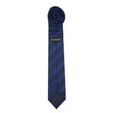 Solid Tonal Stripe Slim Tie - Navy Blue