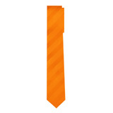 Solid Tonal Stripe Slim Tie - Orange