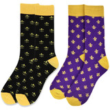 Men's Fleur-de-lis Crew Novelty Socks - Black