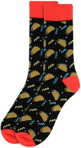 Men's Taco Party Crew Novelty Socks - Black
