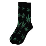Men's Marijuana Leaf Crew Novelty Socks - Black Green