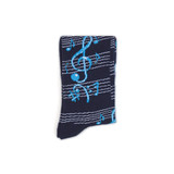 Men's Music Notes Crew Novelty Socks - Navy