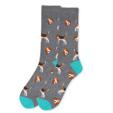 Men's Beagle Dog Crew Novelty Socks - Gray