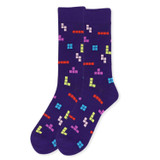 Men's Tetris Gaming for the Win Novelty Socks - Purple