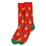 Pair of Men's Pineapple Crew Novelty Socks - Hot Pink