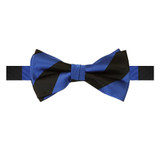 Men's School College 1-Inch Stripes Pre-Tied Banded Bow Tie - Royal Black