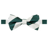 Banded Wide Stripes Bow Tie - Green White