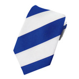 Kid's Wide Stripes Tie - Royal White