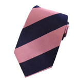 Kid's Wide Stripes Tie - Pink Navy