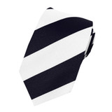 Kid's Wide Stripes Tie - White Navy