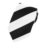 Kid's Wide Stripes Tie - White Black