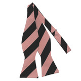 Silk Wide Stripes Self-Tie Bow Tie - Pink Black