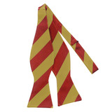 Silk Wide Stripes Self-Tie Bow Tie - Gold Red
