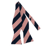 Silk Wide Stripes Self-Tie Bow Tie - Pink Navy