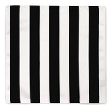 Wide Stripes Pocket Square - White Black