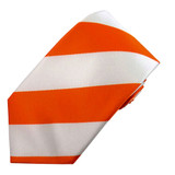 Wide-Striped Slim Tie - Orange White