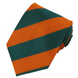 Men's 1-Inch Stripes School College Extra Long Neck Tie - Orange Green