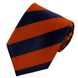 Men's 1-Inch Stripes School College Extra Long Neck Tie - Orange Navy