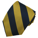 Silk Wide-Striped Tie - Gold Navy