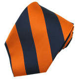 Silk Wide-Striped Tie - Orange Navy