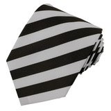 Narrow-Striped Tie - Silver Black