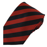 Narrow-Striped Slim Tie - Black Red