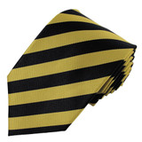 Narrow-Striped Slim Tie - Black Gold