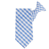 Kid's Gingham 11 inch Clip-On Tie - Light Blue