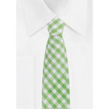 Young Boys' Gingham Checkered Pattern 11 inch Pre-Tied Clip-On Neck Tie - Lime Green