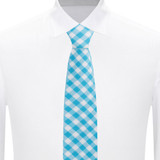 Gingham Slim Tie - Turquoise