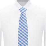 Gingham Slim Tie - Light Blue