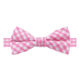Men's Gingham Checkered Pattern Pre-Tied Banded Bow Tie - Pink