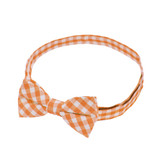 Kid's Gingham Banded Bow Tie - Orange