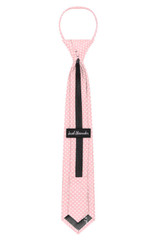 Polka Dot Print Boys 14" Polka Dotted Pre-Tied Zipper Neck Tie - Light Pink