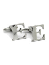 Pair of Personalized Silver Tone Initial Cufflinks