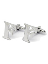 Pair of Personalized Silver Tone Initial Cufflinks