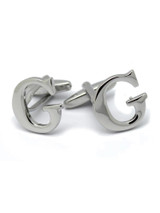 Pair of Personalized Silver Tone Initial Cufflinks