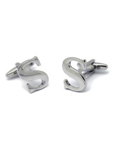 Pair of Personalized Silver Tone Initial Cufflinks