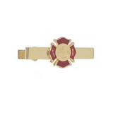 Fireman's Shield Tie Bar - Red Gold