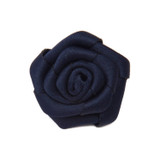 Satin Open Rose Lapel Flower Pin - Navy