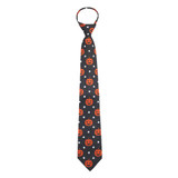 Men's Jack-O'-Lantern Pumpkin Dotted Pattern Happy Halloween Pre-Tied Zipper Neck Tie - Black