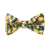 Men's Squash Pumpkin Fall Vegetable Plants Happy Thanksgiving Freestyle Self-Tie Bow Tie - Yellow Black