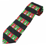 Men's Holiday Merry Christmas Winter Snowman Neck Tie - Black