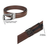 Men's Genuine Leather Ratchet Track Belt with Classic Single Prong Click Buckle - Dark Brown