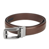 Men's Genuine Leather Ratchet Track Belt with Classic Single Prong Click Buckle - Dark Brown