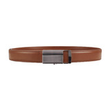 Men's Genuine Leather Ratchet Track Belt with Sleek Single Stripe Click Buckle - Tan