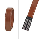 Men's Genuine Leather Ratchet Track Belt with Fancy 4-Stripe Click Buckle - Tan