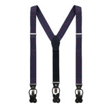 Men's Happy Valentine's Day Red Outline Hearts Suspenders - Dark Blue